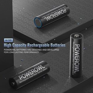 Pilas Recargables AA de Alta Capacidad POWEROWL, 2800mAh Ni-MH, 1200 Ciclos, Baja Autodescarga - 20 Piezas