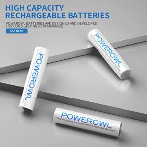 Pilas recargables AAA Powerowl: 4 unidades con cargador incluido