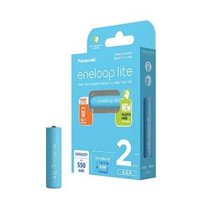Pilas recargables Panasonic eneloop Lite AAA/Micro, pack de 2 para teléfonos inalámbricos - 550 mAh, 3000 recargas