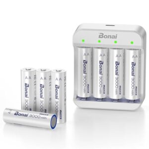 Pilas Recargables de Litio AA 1.5V 3000mWh BONAI: Carga Rápida y Protección Inteligente