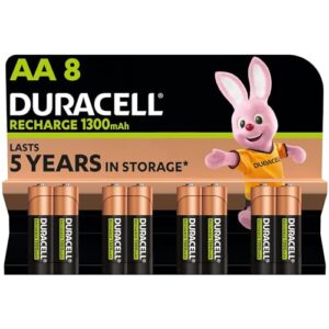 Pilas recargables Duracell AA (8 unidades) - 1300 mAh NiMH, 2000 ciclos de recarga, larga duración