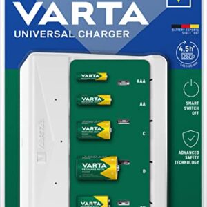 Cargador VARTA para Pilas Recargables AA, AAA, C, D y 9V NiMH con Cable USB Tipo C