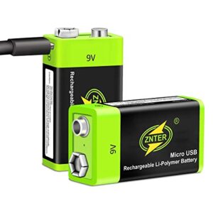 Pilas recargables 9V de Inicio [2 Pack] - Batería de litio 600mAh con USB - Ideal para detectores de humo, calentadores de agua y más
