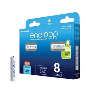 Pilas recargables Panasonic eneloop AAA/Micro, Pack de 8, 800 mAh, 2100 recargas, envase libre de plástico