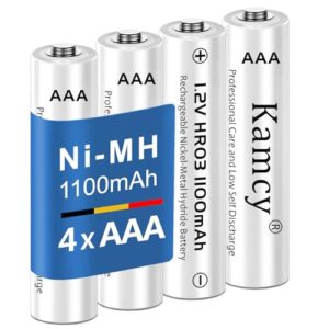 Pilas Recargables AAA KAMCY: 4 unidades de 1,2V Ni-MH, 1100mAh