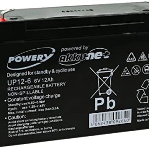 Batería de Gel Powery para Moto Infantil Buggy 6V 12Ah - Reemplaza 10Ah