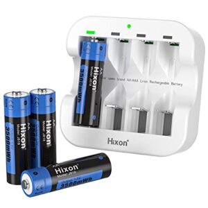 Pilas AA Recargables de Litio Hixon para Xbox y Juguete - Juego de 4 Pilas y Cargador Rápido