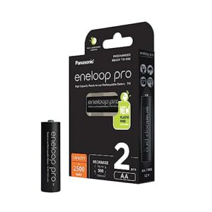 Pilas recargables Panasonic eneloop Pro AA/Mignon, Pack de 2, bajo nivel de autodescarga y capacidad de 2500mAh