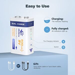 Batería recargable Melasta 9V de 600mAh para múltiples dispositivos - 4 PCS