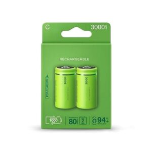 Pilas recargables tipo C de 3000 mAh pre-cargadas - Pack de 2 unidades de marca Inicio