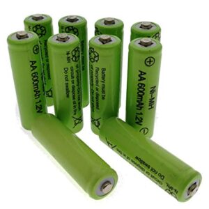 Pack de 10 pilas recargables Ni-MH AA 600 mAh 1,2 V TG1010-AA de Trango para lámparas solares