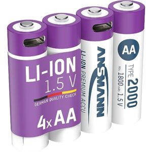 Pilas recargables ANSMANN AA Mignon de iones de litio con USB-C/Alta potencia de 1,5V y 2000mAh