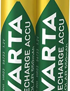 Pilas AAA recargables VARTA Recharge Accu Solar, paquete de 2, 550 mAh Ni-MH, para luces solares de jardín