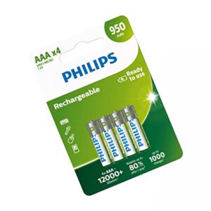 Baterías Recargables AAA PHILPS - Pack de 4 Pilas 950 mAh