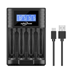 Cargador de Pilas Ni-MH y Ni-CD de 4 Ranuras Independientes - SUNLYTOUR