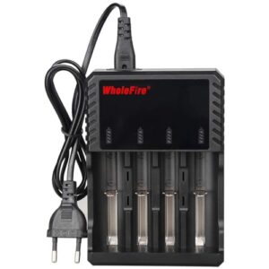 Cargador de batería WholeFire 18650 - Universal Inteligente con Pantalla LED de 4 Compartimentos