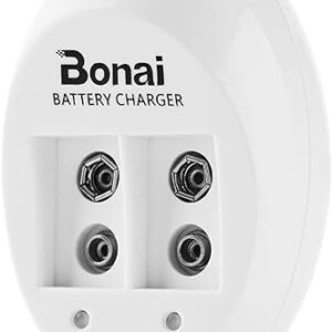 Cargador de pilas BONAI 9V para baterías recargables de Litio y Ni-MH - 2 Ranuras