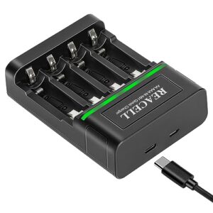Cargador de Pilas Recargables AA y AAA de REACELL con Carga Rápida en 1 Hora y Pantalla LCD