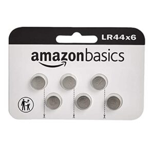 Pilas de botón alcalinas LR44 de Amazon Basics: Paquete de 6 unidades