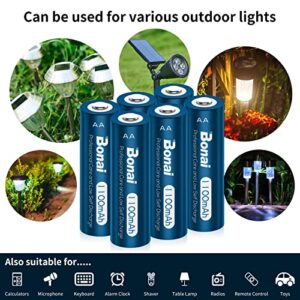 Pilas AA Recargables BONAI 1100mAh para Luz Solar y Jardín - 8 Piezas