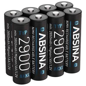 Pilas recargables AA 2900 NiMH de ABSINA 8X - Batería recargable AA para Wii y Xbox
