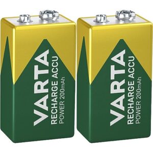 Pilas recargables VARTA de 9V, paquete de 2, 200 mAh - Recargable sin efecto memoria
