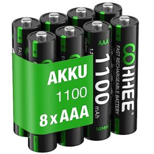 Pilas recargables AAA OOHHEE: 8 unidades, 1100 mAh, baja autodescarga