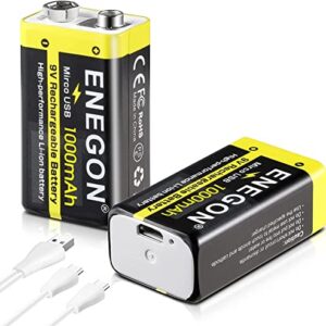 Baterías recargables de litio ENEGON 9V - 1000mAh con cable USB 2 en 1