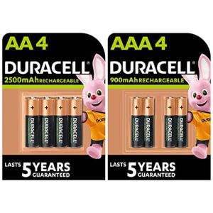 Duracell Pilas Recargables AA y AAA - 2 paquetes de 4 - 2500mAh y 900mAh