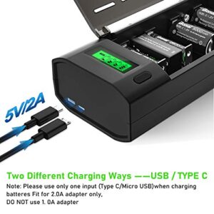Cargador de pilas inteligente BONAI LCD para AA/AAA/SC/C/D/9V Ni-MH/Ni-CD - Universal y con función de descarga (USB)