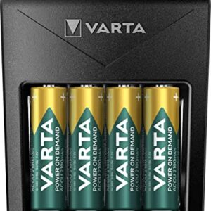 Cargador de Pilas VARTA con 4X AA 2100mAh recargables - Power on Demand LCD Charger+ - Exclusivo en Amazon
