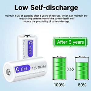 Pilas recargables Baby C de 4000mah - 6 unidades, alta capacidad y baja autodescarga