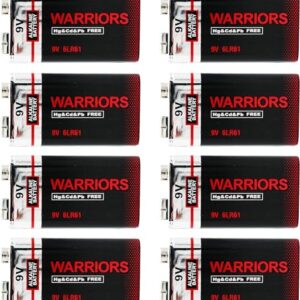 Pilas alcalinas 9V Warrios 8X: Larga duración y potencia para detectores de humo e incendios (8 unidades)