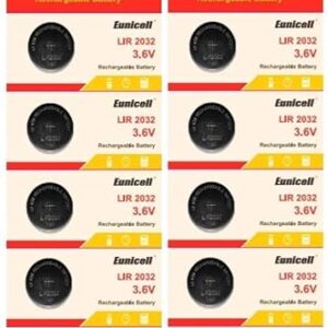 Pilas de botón recargables LIR2032 de iones de litio - Pack de 10 unidades, 3,6V