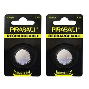 Pilas de botón recargables LIR2032 3,6 V Li-Ion - Lote de 2 unidades - Marca Inicio