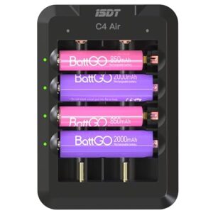 Cargador de pilas ISDT C4AIR para pilas recargables - Carga rápida y control de app
