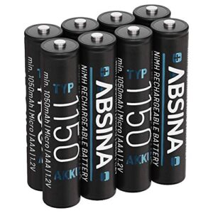 Pilas Recargables AAA 1150 NiMH de ABSINA 8X - Baterías AAA 1,2V de Alto Rendimiento