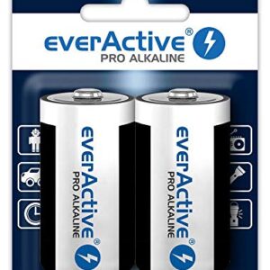 everActive D - Pack de 2 Pilas alcalinas Pro Mono LR20 R20 1.5V - 10 años de Durabilidad - 2 Unidades - 1 blíster - ¡Potencia Máxima!