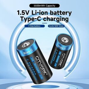 Baterías recargables USB C CITYORK de alta capacidad - 2 unidades