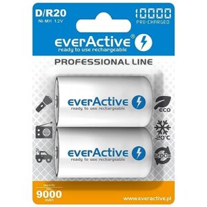Baterías recargables EverActive 2X R20/D 1.2V 10000mAH - Marca inicio