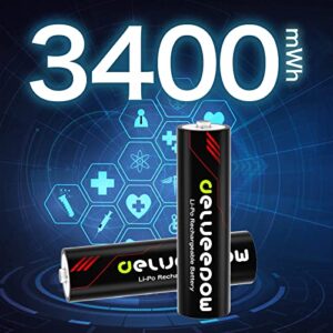 Pilas AA Recargables de Litio Delyeepow: 1,5V, 3400mWh - 4 Unidades