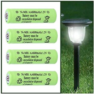 Pilas AA Recargables con luz Solar CICMOD - Pack de 4, 1.2 V, 600 mAh, NiMH para Luces de Jardín o Exteriores