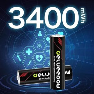 Cargador de batería Delyeepow AA 3400 mWH: 8 pilas recargables de litio de 1,5 V